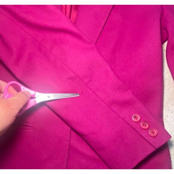 Womens Fuchsia Single-Button Blazer Sz 6 100% Virgin Wool Warm Cozy Office - Picture 5 of 8